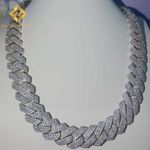 Redo att skicka 20mm Miami Chain 925 Sterling Silver VVS Moissanite Iced Out Cuban Link Chain