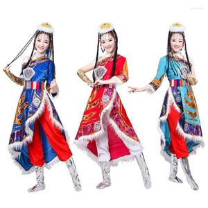 Scene Wear Tibet Nationalitet Dance Clothing Festival Party Folkdräkter Tibetanska kvinnor etniska