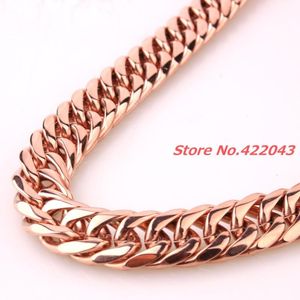 Chains 24" Huge Heavy 316L Stainless Steel Rose Gold Color Cuban Chain Mens Necklace Jewelry 16MM Top DesignChains