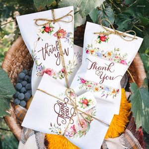Gift Wrap 24PCS Paper Packaging Bag Thank You Design Birthday Baby Shower Party Wedding Favors Bags Flower Pattern With Labels