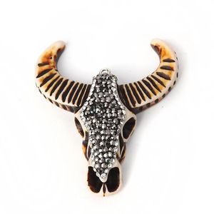 Pendant Necklaces Bohemian Resin Pendants Animals Cow Brown Micro Pave Gray Clear Rhinestone Aniaml Charms DIY Necklace Jewelry 56mm X 49mm