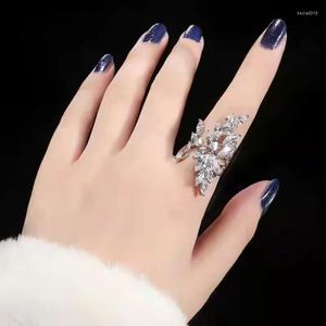 Wedding Rings Korean Fashion Wing Transparent Zircon Opening Adjustable Ring Women's Y2k Jewelry Gifts For Women Bead