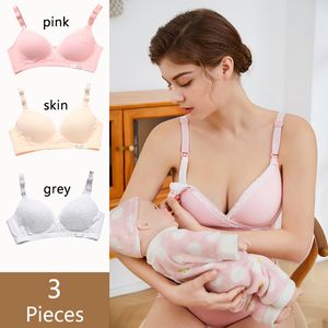 Annelik 3 PC'yi Kayıtlar Telsiz Hemşirelik Giysileri Pamuk Emzirme Sütyen Hamile Kadınlar Hamilelik Uyku İç çamaşırı Soutien Gorge Allaitement 230303
