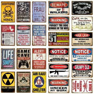 Vintage warning area 51 tin sign cute cats art painting please keep this bathroom clean metal tin sign retro life is simple metal plaque wall decor Size 30X20CM w02