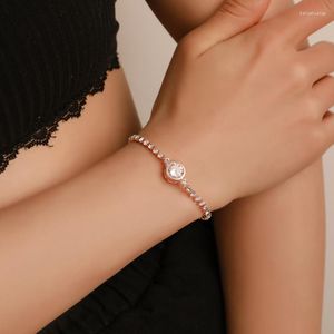 Bangle Foreign Trade Fashion Rose Gold Love Zircon Armband Small Fresh and Simple Diamond-Errusted Ladies Armele