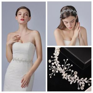 Wedding Sashes ZMSH233-S Silver Diamond Crystal Belt Rhinestone Formal Dress Alloy Leaves Bridal Women's Belts Fashion Evening Dresses