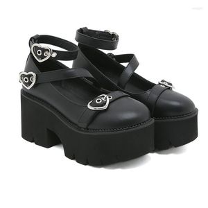 Dress Shoes Drop 2023 Women Creepers Gothic Platform Slip On High Heels Mary Jane Leather Plus Size 41 42 43