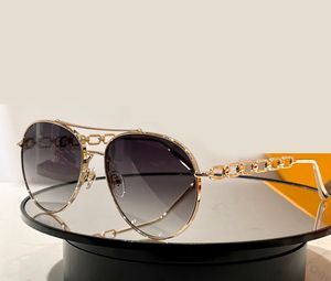 Óculos de Sol Chain Pilot para Mulheres Armação de Metal Dourada Cinza Sombreado Óculos de Sol Moda Feminina Designers Óculos de Sol Occhiali da sole Sunnies UV400 Óculos com Caixa