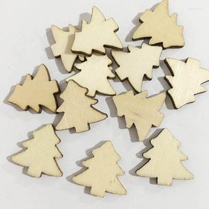 Christmas Decorations Natural Wood Ornaments Reindeer Tree Snowflakes Bell Santa Star For Home Party 50Pcs