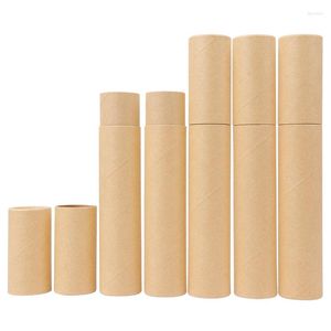 Gift Wrap 10pcs Kraft Paper Tube Handmade Picture Cylinder Packaging Tea Can Wine Bottle Pencil