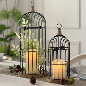 Titulares de vela Retro Birdcage Holder Iron Art Lanterna pendurada Candelabros decorativos Party Wedding Home Desktop Decoration Ty08