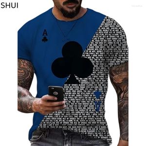 Camisetas masculinas 2023 Casual Plum Poker Print Leopard-Lrint Lrint Top Top Men's T-shirts O-G-Golas de Manga curta Lia de camisetas de tamanho grande