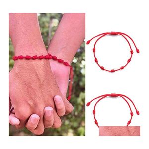 Urok bransolety 7 węzłów czerwony sznurek dla ochrony powodzenia amet sukces dobrobyt ręcznie robiony lina Lucky Bangles upuść biżuterię dostarczaną dhqws