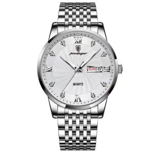 Marka Poedagar Luminous kalendarz kwarc męski zegarek luksusowy modne zegarki ze stali nierdzewnej 42 mm cienkie zegarki 308R