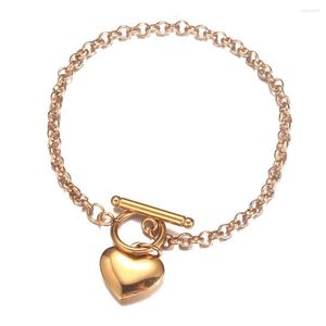 Charm-Armbänder MinaMaMa Edelstahl-Drachenknochen-Ketten-Herz-Armband für Frauen Toggle Trendy Jewelry