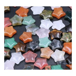 Pietra 15Mm Pentagramma Display Quarzo Perline Stella Charms Ornamenti Guarigione Reiki Decorazione in cristallo rosa naturale Goccia all'ingrosso Consegna Dh03S