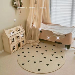 Teppiche rund für Wohnzimmer Schlafzimmer Karte Tier Welt Mat Kinder Teppiche Anti-Schlupf-Baumwoll-Leinen Wohnkultur Kinder Kinder