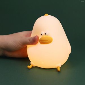 Luzes noturnas Cartoon Silicone Animal Light Child Holiday Gift Sleepping Creative Cute Bedroom Desktop Decor Lamp Rechargable