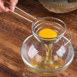 Yolk Divider Cooking Tool Egg White Separator rostfritt stål köksgadgets trattkaka verktyg Långt hanterar TLY036