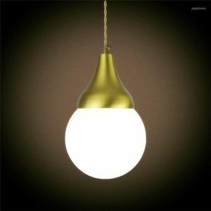 Pendantlampor E27 Mässing Material Ljus Edison BULB G125 LED Vintage Copper Fabric Wire Home Decoration Fixture Lamp