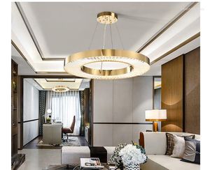 Pendant Lamps Modern Crystal Lights Lamp Golden LED Design Living Room Cristal Lustre D60cm Hanging Ceiling Fixtures