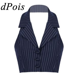 Kvinnors jacka s rand västar elegant ol Waistcoat kostym Vest Halter Neck V Neck Office Ladies Crop Tops Business Formal Work Wear Mujer 230303