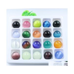 Stone NonPorousball 20mm Cats Eye Opal Bead Natural Healing Crystal Mascot Mas Accessory Minerale Gemstone Reiki Home Decoration Dro Dh4hn