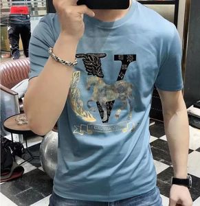 2023 Summer Men's T-shirt Ny trend Ice Silk Cotton Short Sleeve Wild Shuai Hot Drill Embroidery Half Sleeve T-shirt