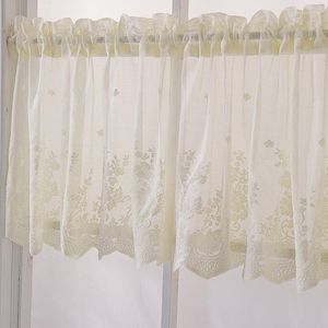 Cretan Kitchen Lace Short simples através da haste Pequenas cortinas