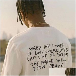 Men'S T-Shirts Streetwear Peace Love Letter Printed Men T Shirt Human Rights Graphic Tee Cotton Pover Of Inspirational Quotes Grunge Dh9Y0
