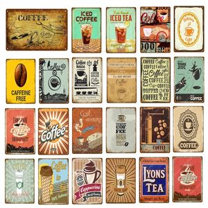 Retro Iced Coffee Metal Tin Plaque Lyons Tea Espresso Tin Poster Bar Pub Cafe Shop Restaurang Vintage Wall Decor Målning Personlig plack Storlek 30x20cm W02