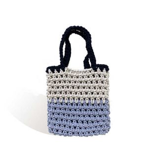 Knitting Single Shoulder Crossbody Bag Cute Solid Color Handbag Soft Boho Leisure Women's Messenger Bags Cotton rope woven bag 230304
