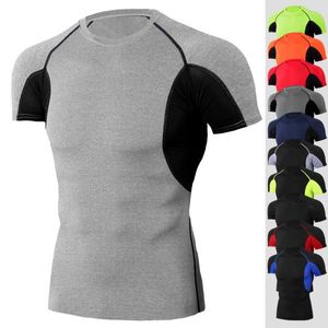 T-shirt da uomo 12 colori T-shirt attillata a maniche corte da uomo Uomo Fitness Esercizio Corsa Allenamento Top T-shirt Maglietta elastica ad asciugatura rapida