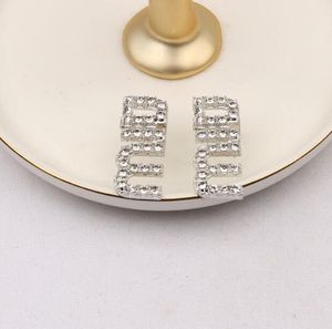 간단한 18K 골드 도금 고급 브랜드 디자이너 DANGLE Stud 925 Silver Geometric Women Crystal Rhinestone Long Earring 2color