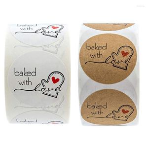 Gift Wrap 100-500pcs Cake Baking Sticker Handmade Baked With Love Stickers Party Wrapping DIY Decoration Label Craft Supplies