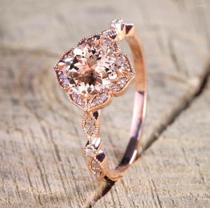 Обручальные кольца розовый розовый золото из розового золота циркон микроинлейн