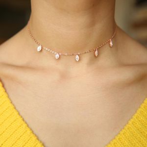 Цепочки маркиза Sparking Bling Cubic Циркония розовое золото цвет мода Женская CHOKER заявление глаз очарование CZ NearCechains Chainschains