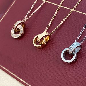 Sterling silver love necklaces handmade men chain circle pendant custom wholesale jewelry luxury personalized necklaces For women double ring loop charms