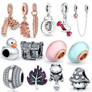 925 Sterling Silber Charm für Pandora, neuer Perlenschmuck, runder DIY-Anhänger, Federjungen-Accessoires, modische Perlenstickerei