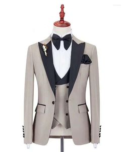 Herrenanzüge, Herrenanzug für Hochzeit, Abendparty, Satin, Schalkragen, klassische Jacke, schmale Passform, formeller Smoking, individueller Blazer, 3-teilig