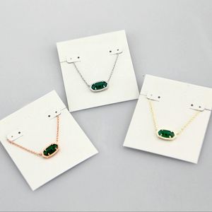 Pendant Necklaces Necklace Green New Gem Glass Stone Real 18K Gold Plated Dangles Part Glitter Jewelries Letter Gift With free dust bag