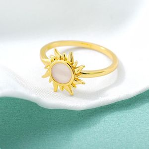 Cluster Rings 2023 Vintage Opal Sunflower For Women Girls Open Adjustable Engagement Wedding Ring Gold Moonstone Jewelry Accessories