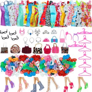 Random Doll Apparel Accessories for Barbie american girl Shoes Boots Mini Dress Handbags Crowns Hangers Glasses Clothes Wholesale Kids Toys