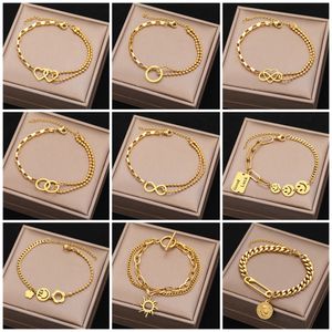 Stainless Steel Bracelets Smiley Gothic Pearl Chain Pendants Fashion Bracelet For Women Jewelry Portrait Coin Girls Gifts