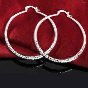 Hoop kolczyki Charmhouse dla kobiet Sterling Silver Big Circle Ear Mankiet Brincos Femme Pendientes Wedding Bridal Jewelry Prezenty