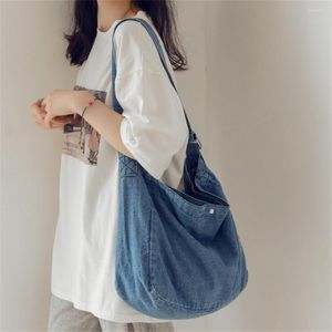 Shopping Bags Crossbody For Women Casual Denim Large Capacity Shoulder 2023 Retro Students Bookbags Ladies Messenger Bag