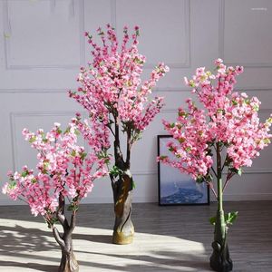 Decorative Flowers Artificial Pink Cherry Tree Simulation Plant Peach Living Room El Wedding Decoration Home Furnishing Decor