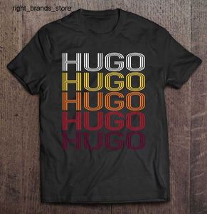 Erkek Tişörtler Hugo Retro Sözcük Deseni Vintage Style Büyük Boy Tişört Baskı Kısa Kollu Tee Sport Erkek Tişört Boyu MAN 0304V23
