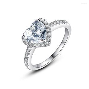 Wedding Rings Heart For Women Silver Engagement Bridal Jewelry Cubic Zirconia Stone Elegant Ring Accessories