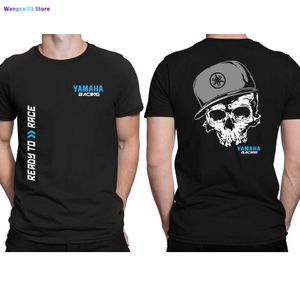Herr t-shirts 2023 Hot SA Summer 100% Cotton Yamaha Skull Racing Black T Shirt Men Motorcyc Short Seves Cool Hip Hop Streetwear T-shirt 0304H23